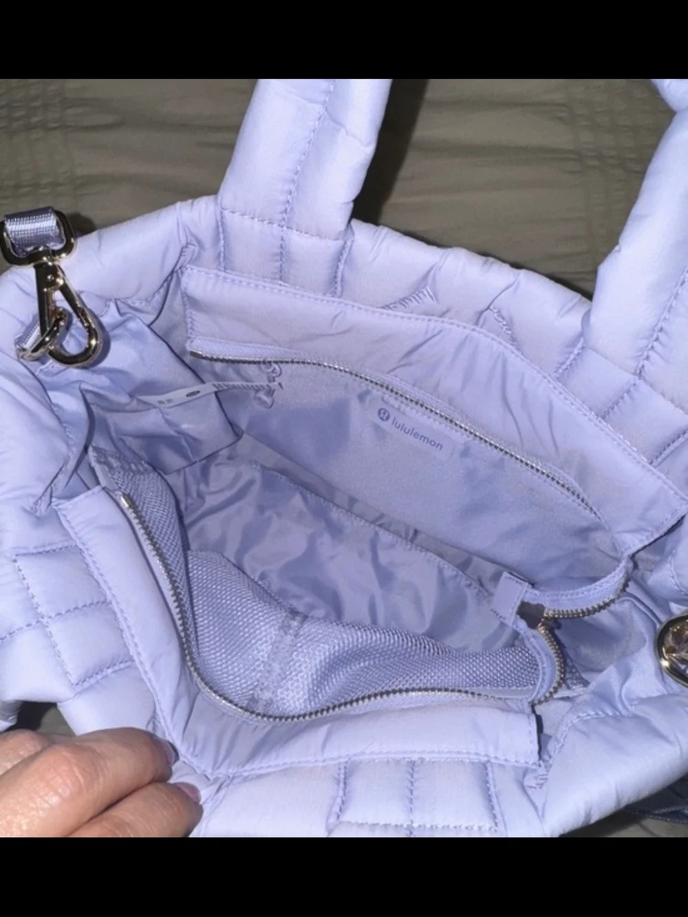 lululemon athletica Lavender Quilted Padded Tote with Strap